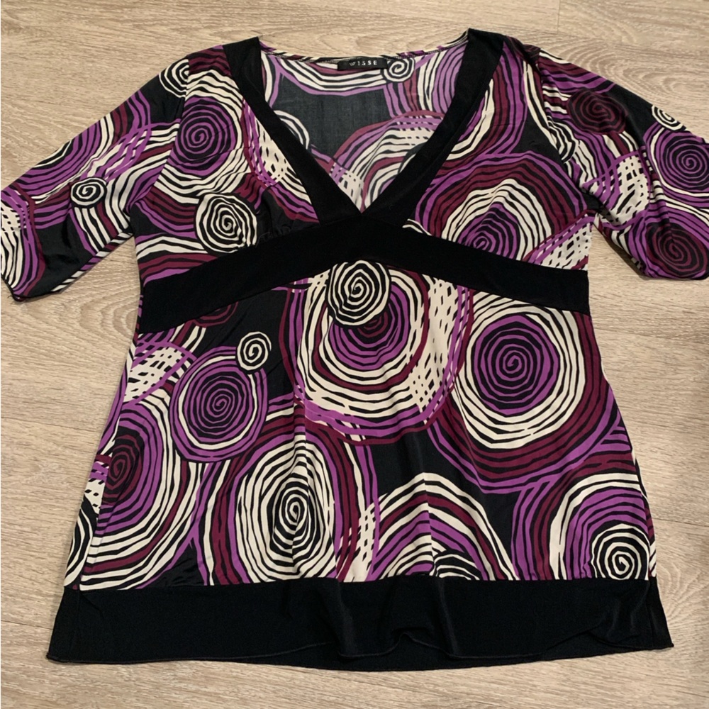 Wisse Y2K Purple Swirl Blouse Size L
